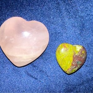 Crystal Mineral Gemstone Hearts Unakite & Rose Quartz🌹